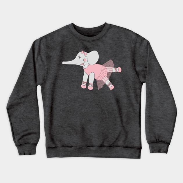 Grey Ballerina Elephant In Pink Tutu Digital Art | Melanie Jensen Illustrations Crewneck Sweatshirt by illusima